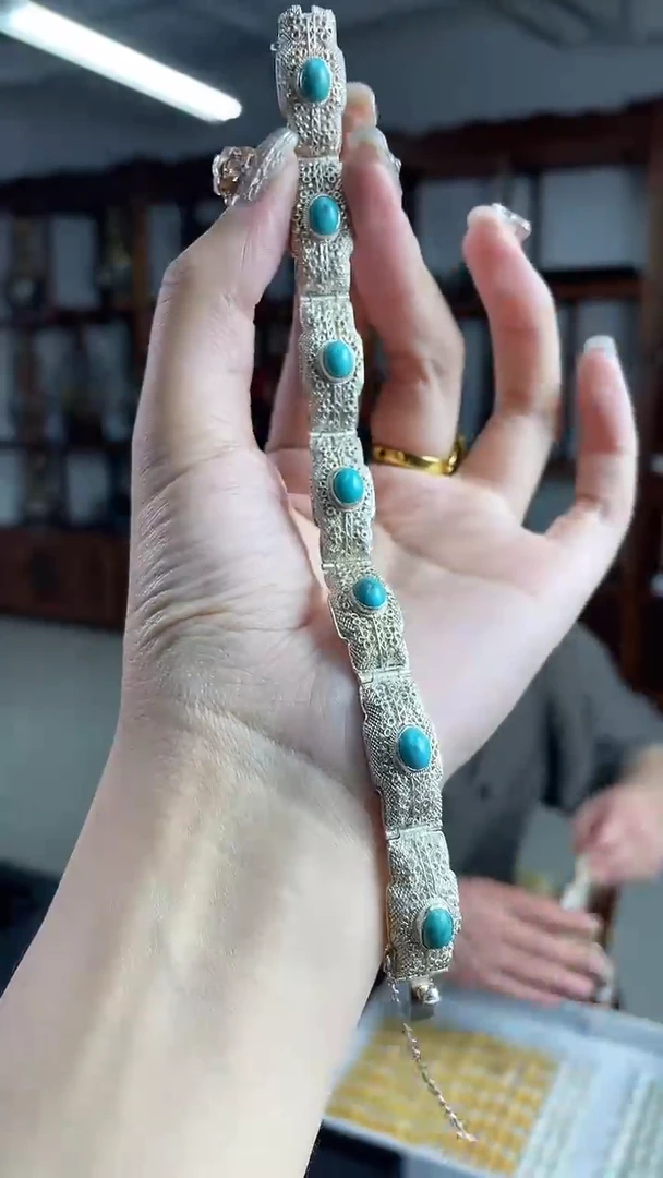 非遗手工花丝镶嵌镯子素圆