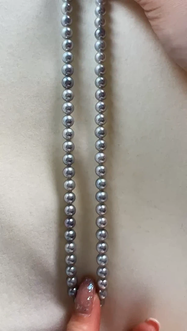 未镶嵌海水珍珠DA 灰珠串链 6-7 xt035