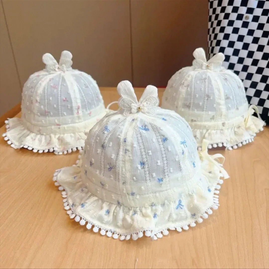 可爱百搭春夏季婴儿帽子儿童宝宝渔夫帽可折叠公主洋气薄款盆帽