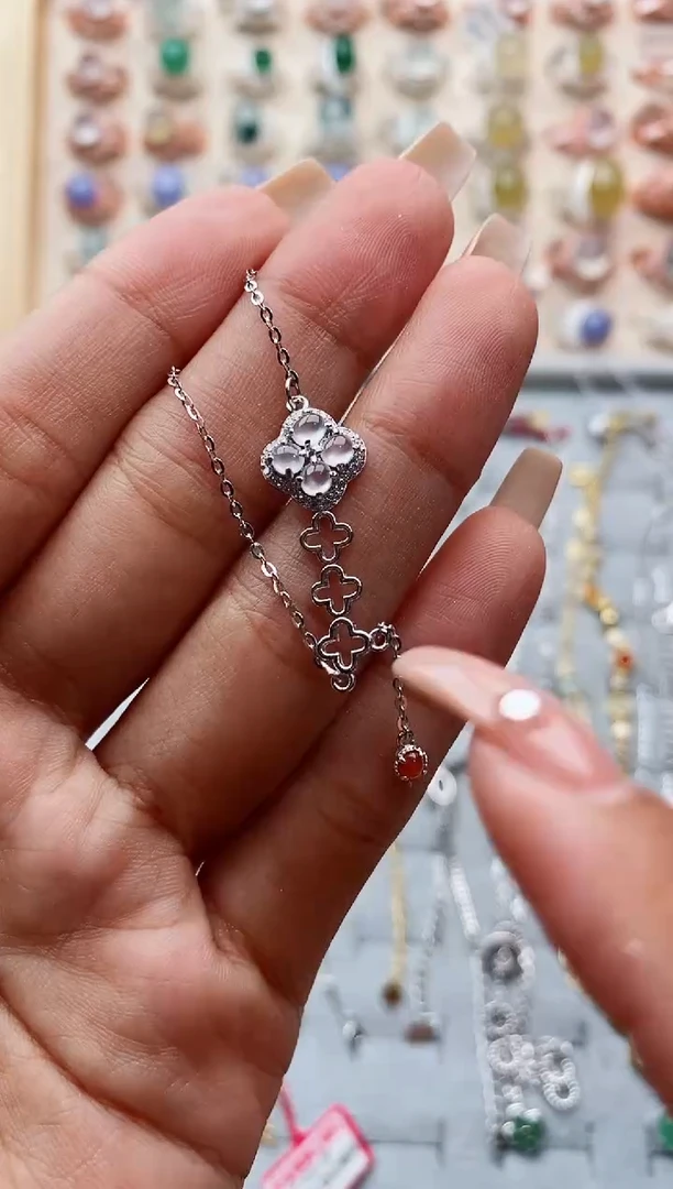 翡翠银S925镶嵌项链缅甸天然A货翡翠