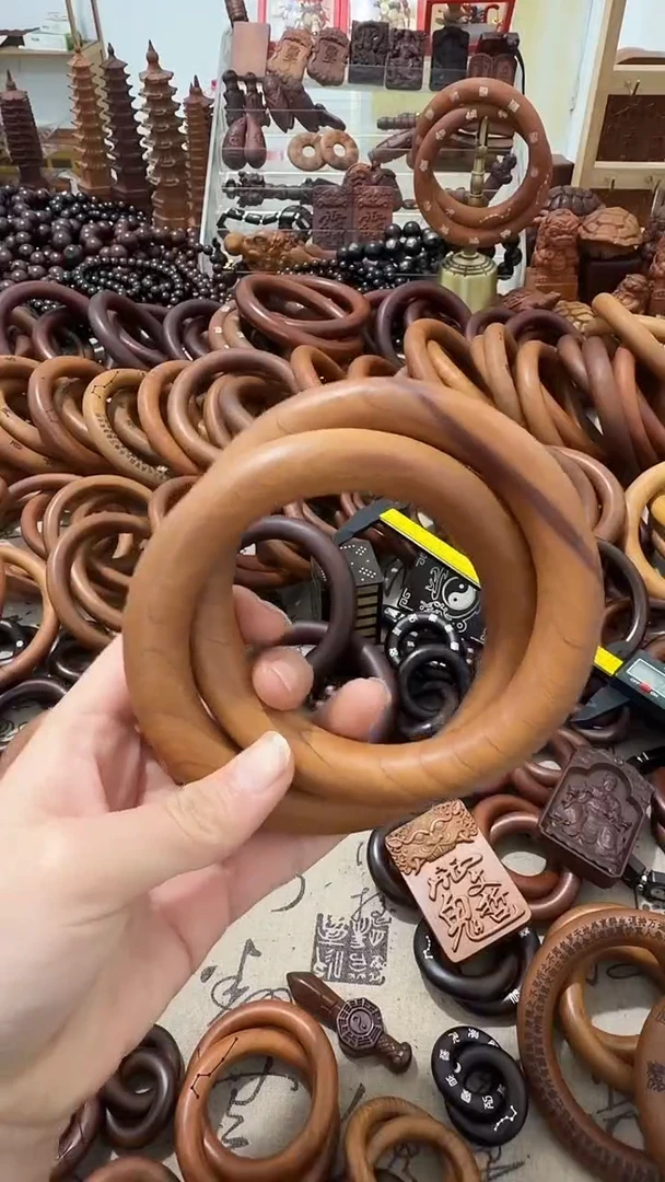 枣木善*乾坤圈一物一拍桃木微瑕80