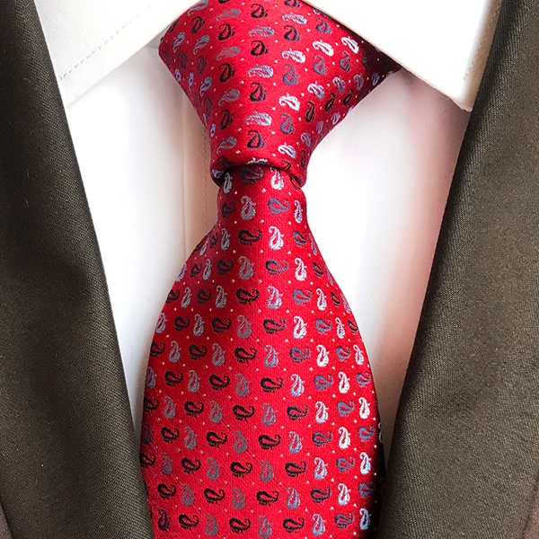 高档桑蚕丝领带条纹领带花纹色织真丝商务领带新郎结婚红色领带男