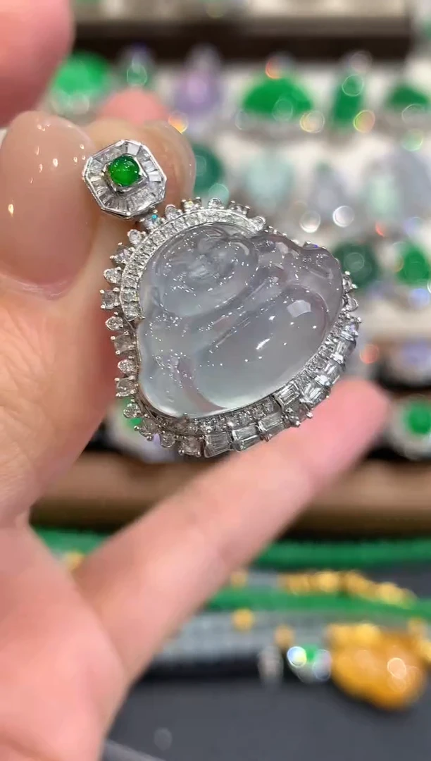 吊坠(不含链)18K金镶嵌翡翠q50