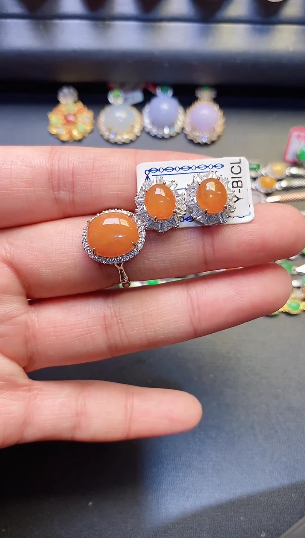 银S925镶嵌戒指翡翠天然