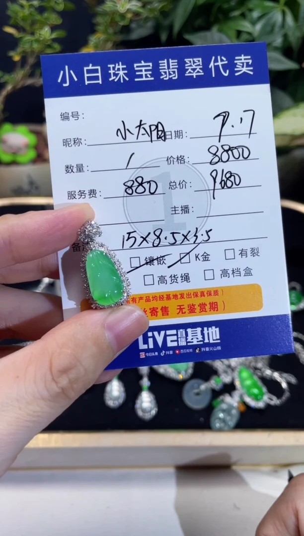 吊坠(不含链)18K金镶嵌翡翠小*阳吊坠