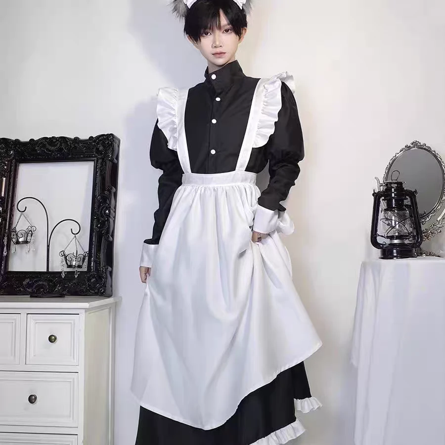 原创黑白款男女仆装女装大佬cosplay服装二次元洛丽塔伪娘咖啡厅