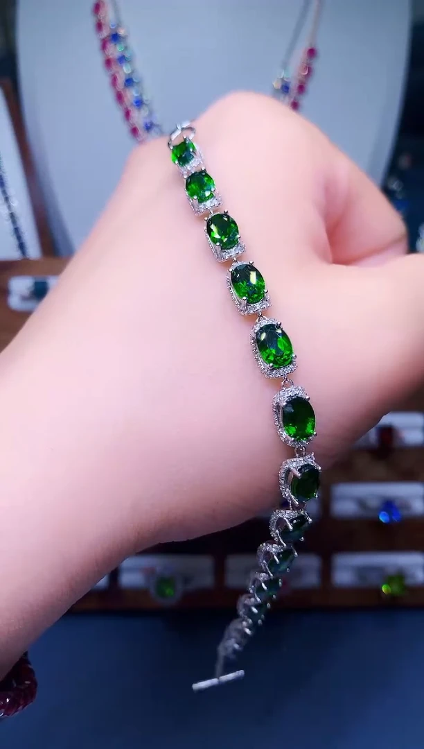 【闪购商品】透辉石手链银S925镶嵌92-10