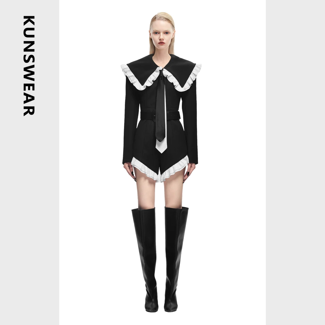 KUNSWEAR/琨丝薇尔25FA 法式收腰娃娃领西装气质连体裤 836018011