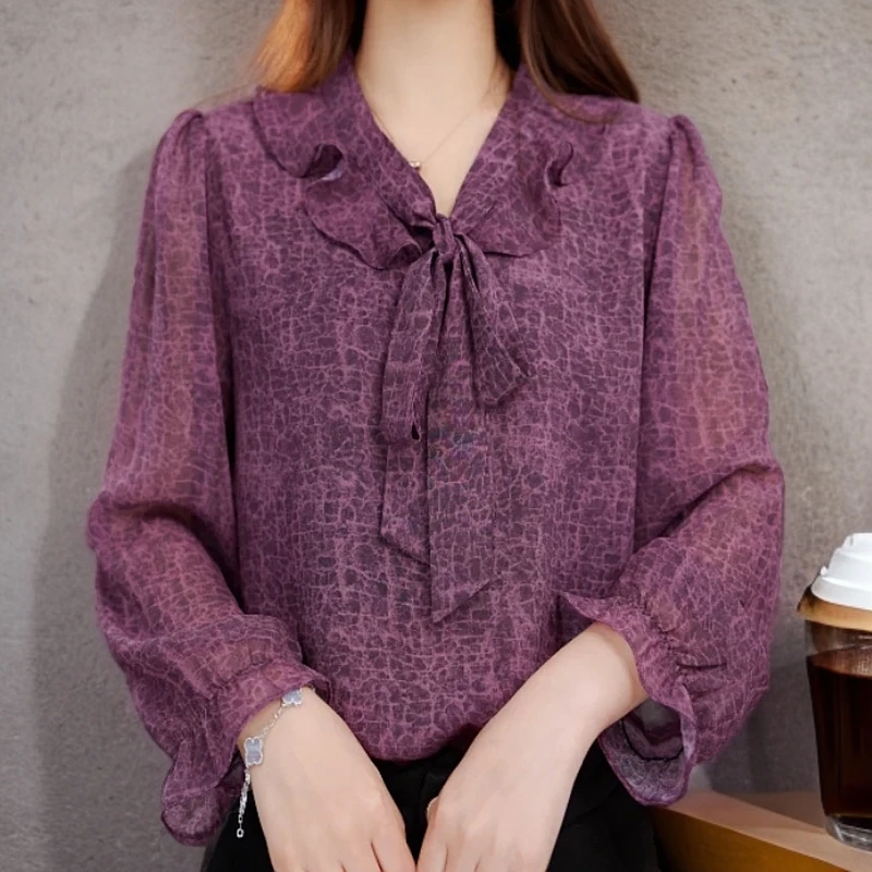 2025开春新款6衬衫印花洋气百搭气质碎花宽松遮肉长袖854显瘦