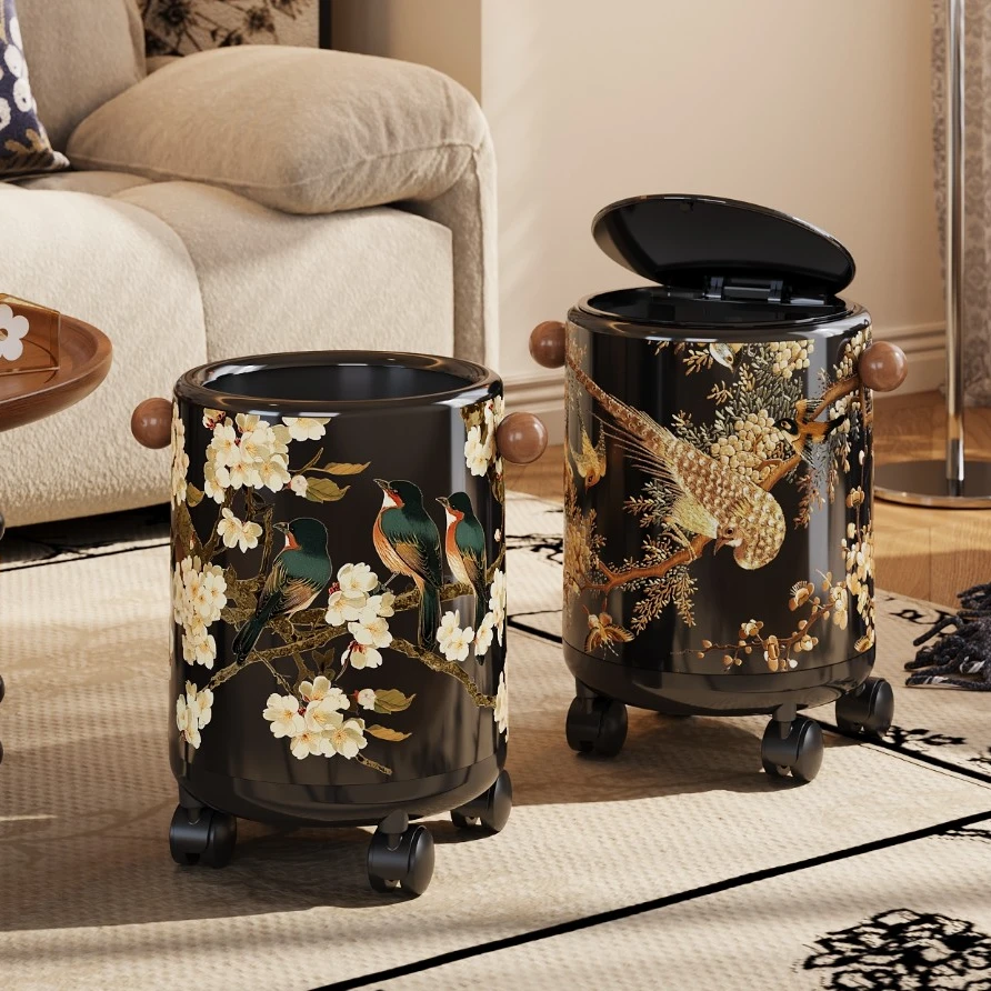 美世达中古风垃圾桶家用2025新款客厅推荐高端上档次大号网红纸篓