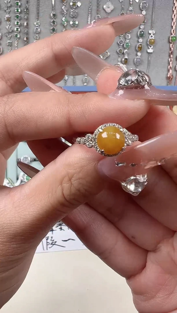 【闪购商品】翡翠戒指银S925镶嵌天然缅料翡翠保a保真保天然