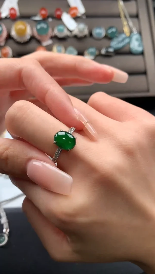 【闪购商品】翡翠戒指银S925镶嵌3123123