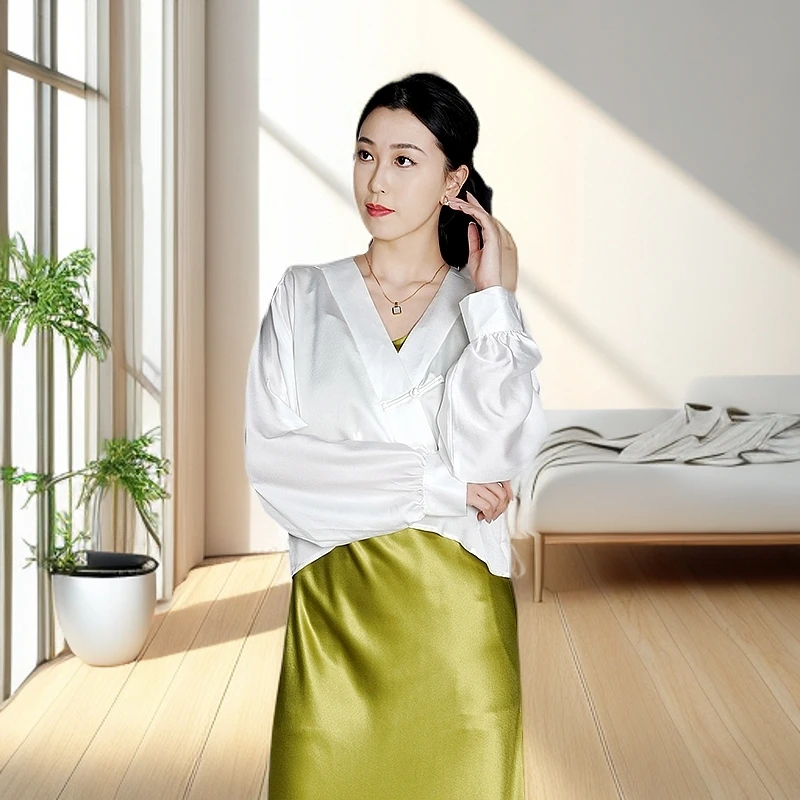 复古盘扣衬衫女春夏2025新款洋气漂亮小衫新中式国风长袖上衣外披