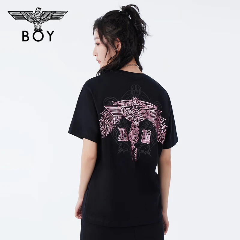 【圣光权杖】BOYLONDON潮牌松弛高智情侣情侣装老鹰烫金T恤N01906