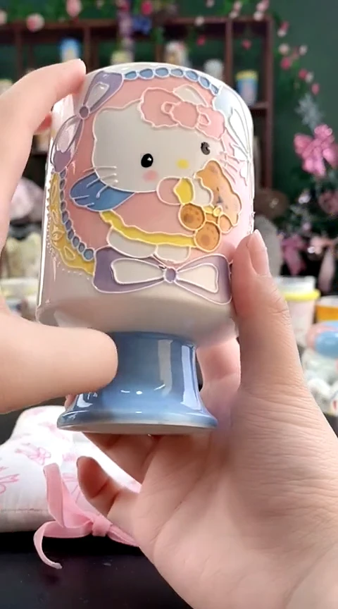 非遗技艺 陶瓷kitty高脚把手杯83