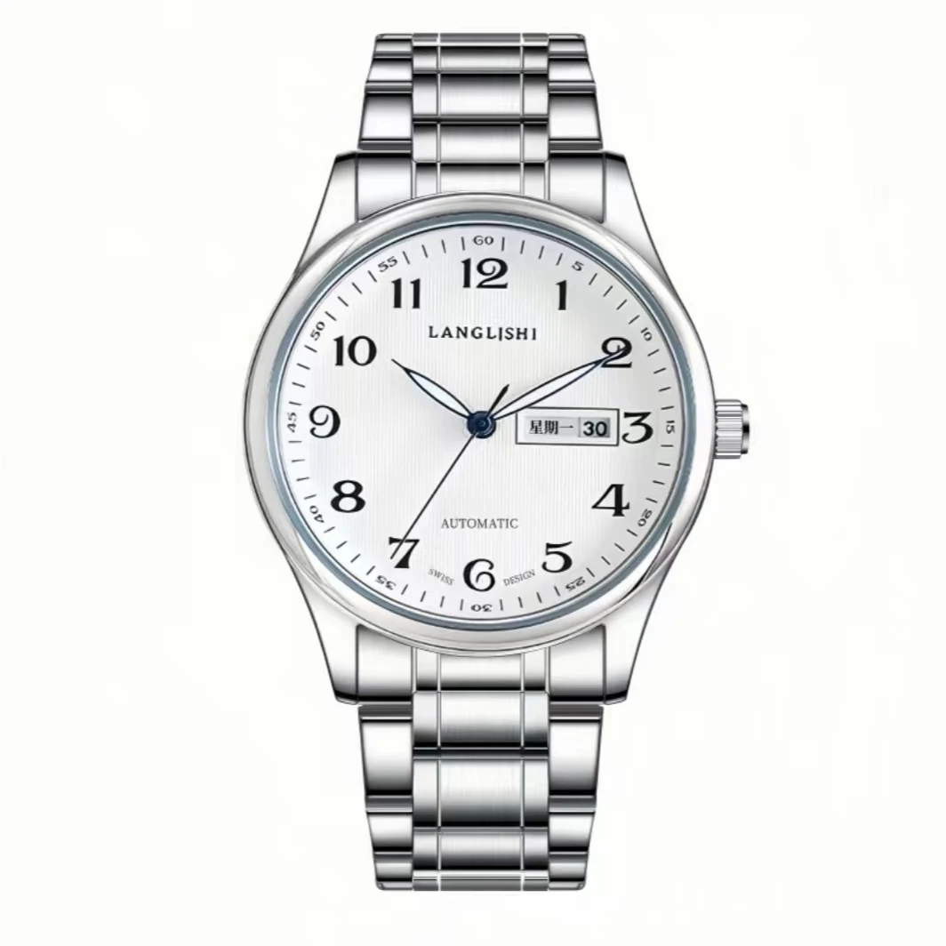 【粉丝专属】男士经典白面气质透底夜光蓝针商务镂空男款腕表LL004