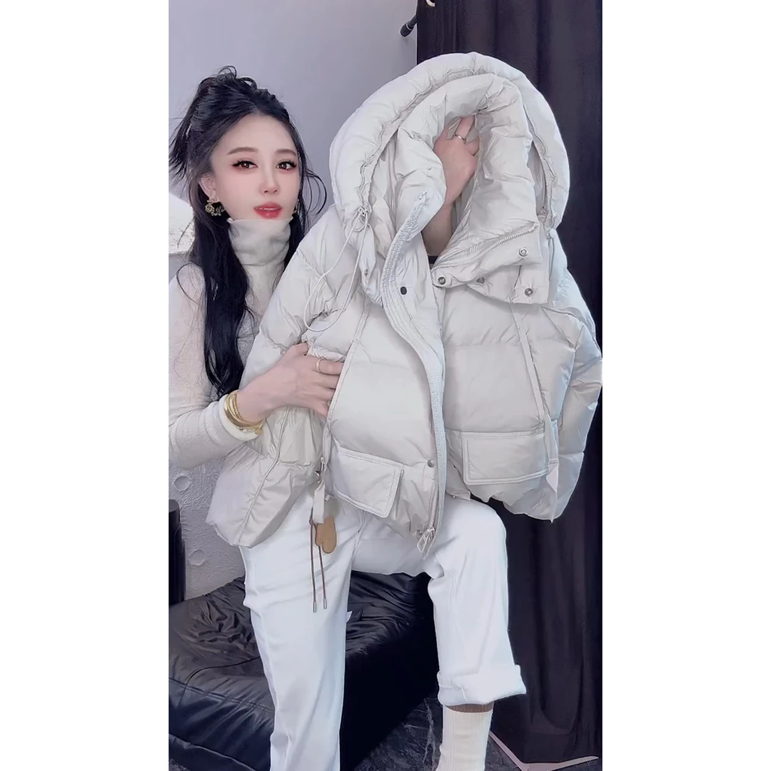 嘟塔1060时尚洋气拉链纯色极简风休闲保暖冬季潮流网红百搭棉服女