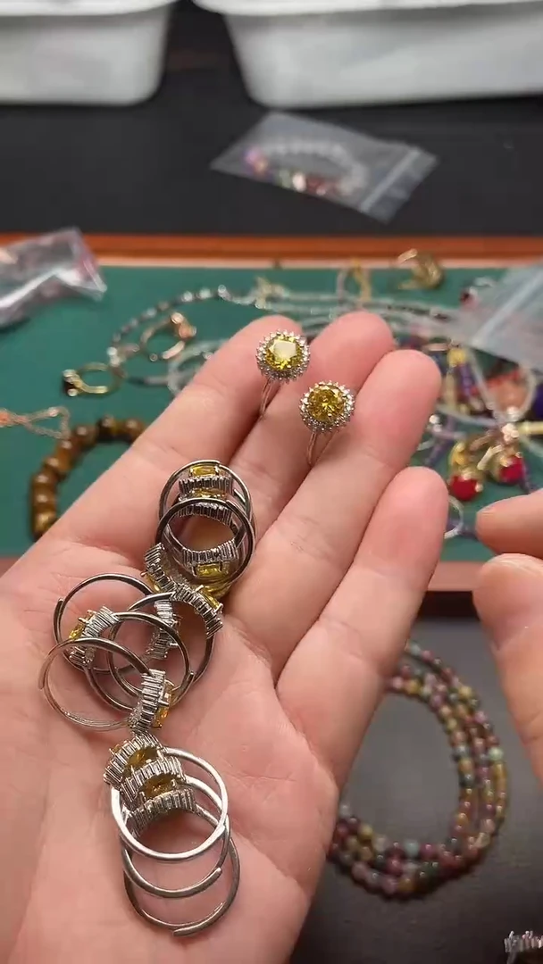 黄晶戒指未镶嵌多样性发货拍一发一