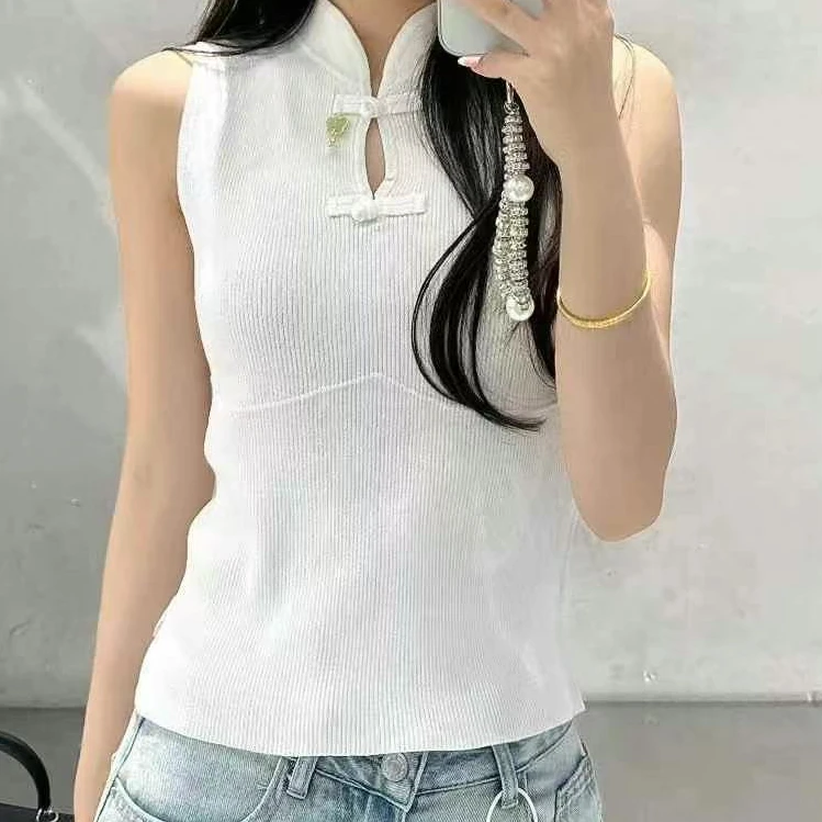 Haige/海阁国风黑白两色背心夏季新款设计感半高579