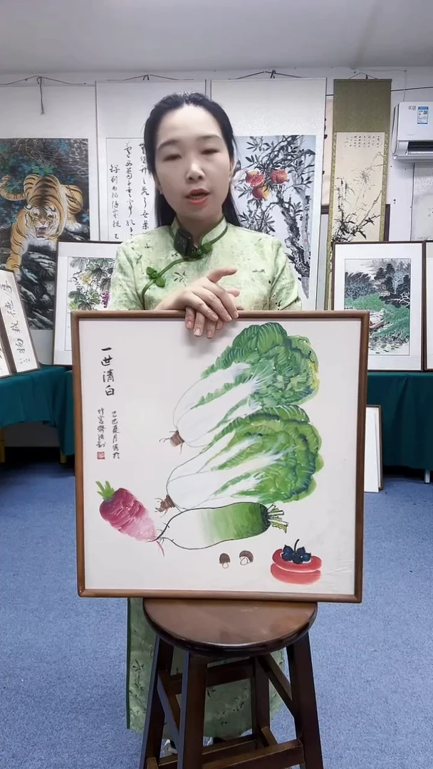 国画52*52实木画框顺丰包邮手绘