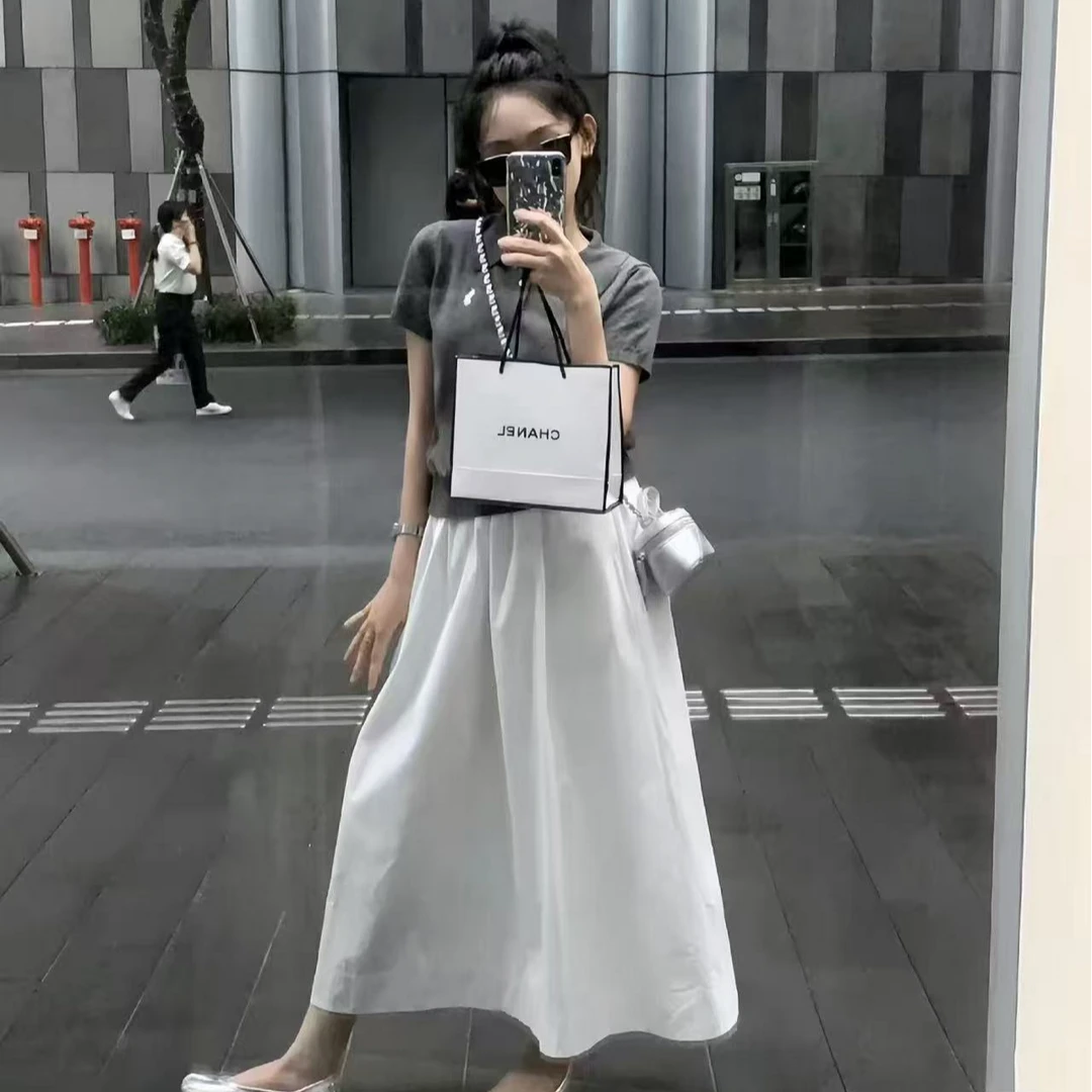 J1922【冷萃茉莉】 气质法式小个子半身裙女百A字中长伞裙
