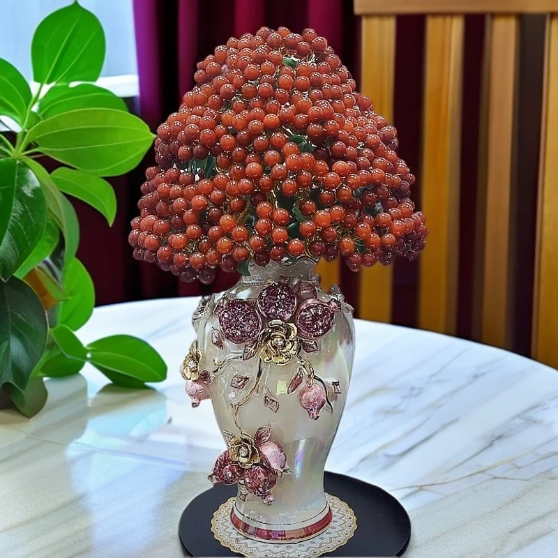 【卓越轻奢原创】鸿运当头红石榴福满红摆件欧式陶瓷摆件