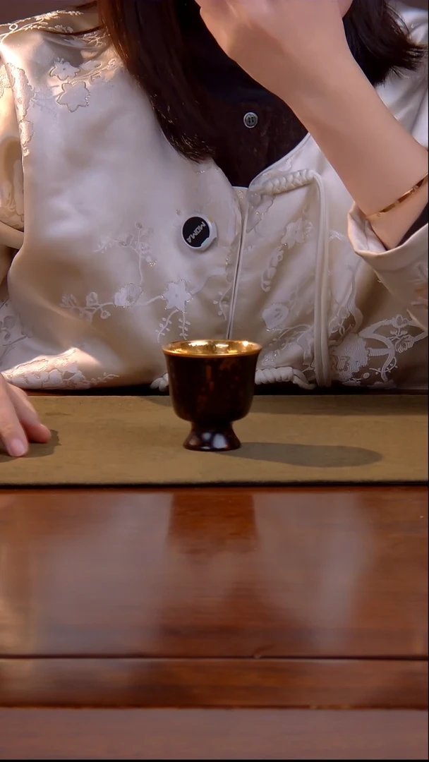 大千手作 大漆 高脚 包金 主人杯