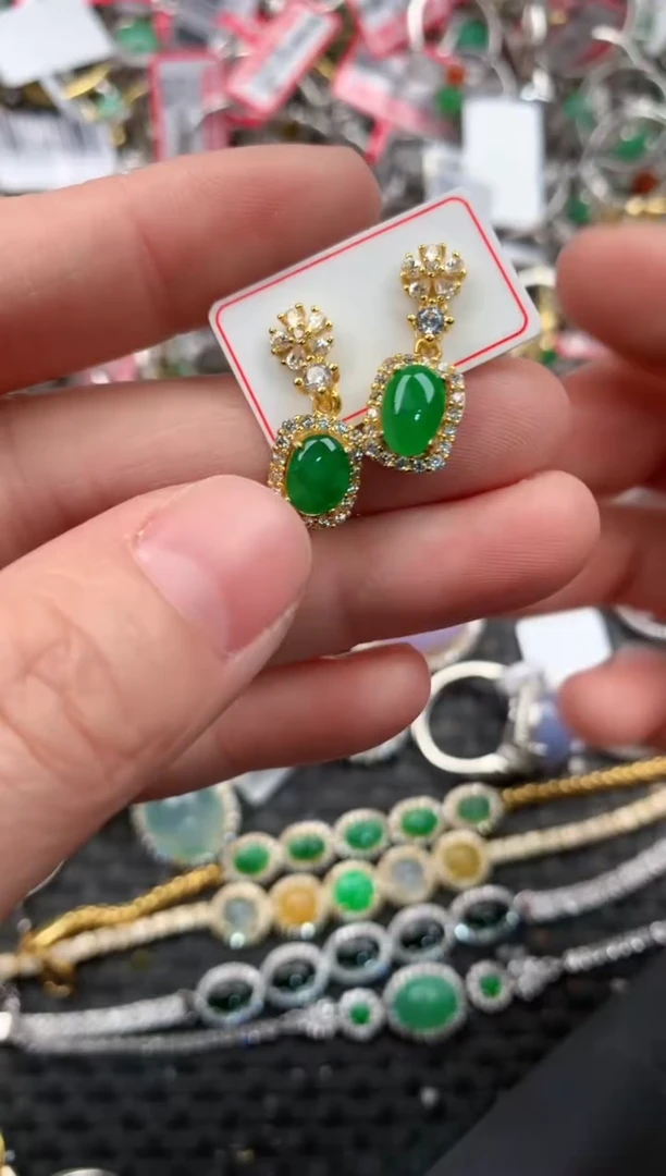 银S925镶嵌戒指翡翠10   1