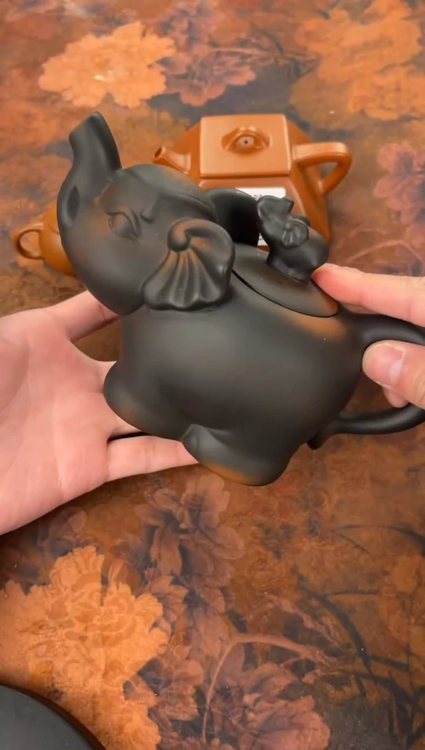 茶杯紫砂-大象壶 紫陶