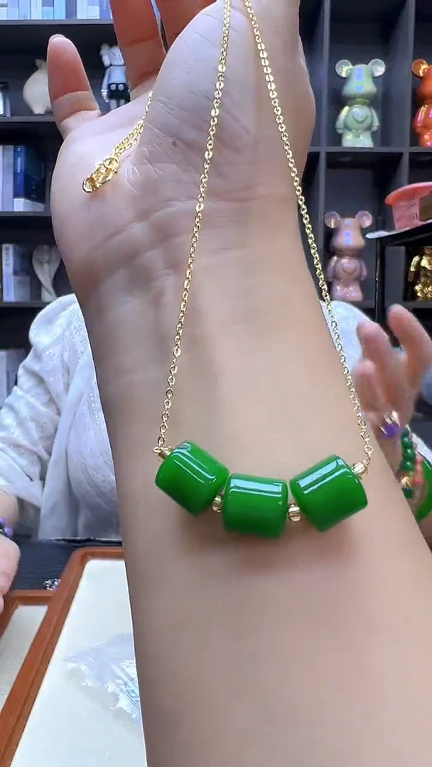 翡翠14K金镶嵌颈饰丹丹diy劲饰