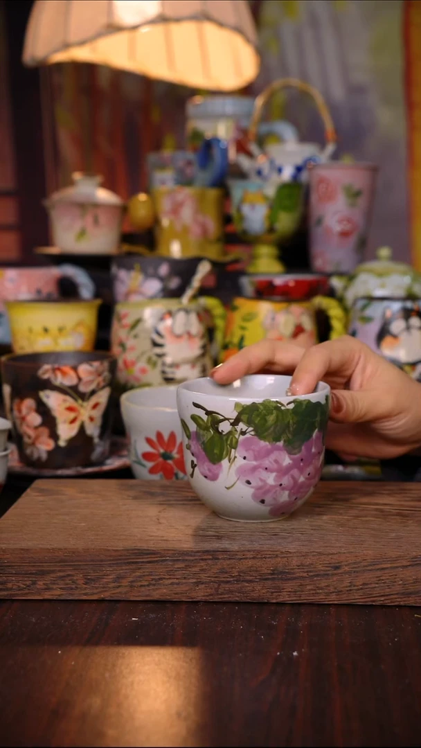 杯子陶泥垚手作 景德镇手工手绘陶瓷器物