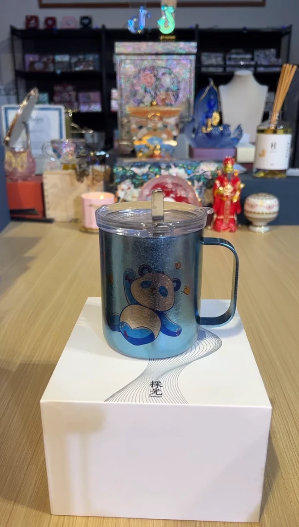59採光熊猫盖杯（蓝色）