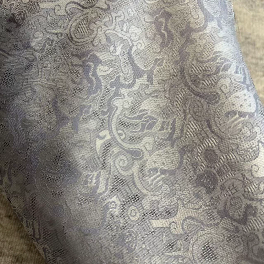（喜物银灰色-五星出东方四经花罗）24/ 100%桑蚕丝高品质丝绸面料