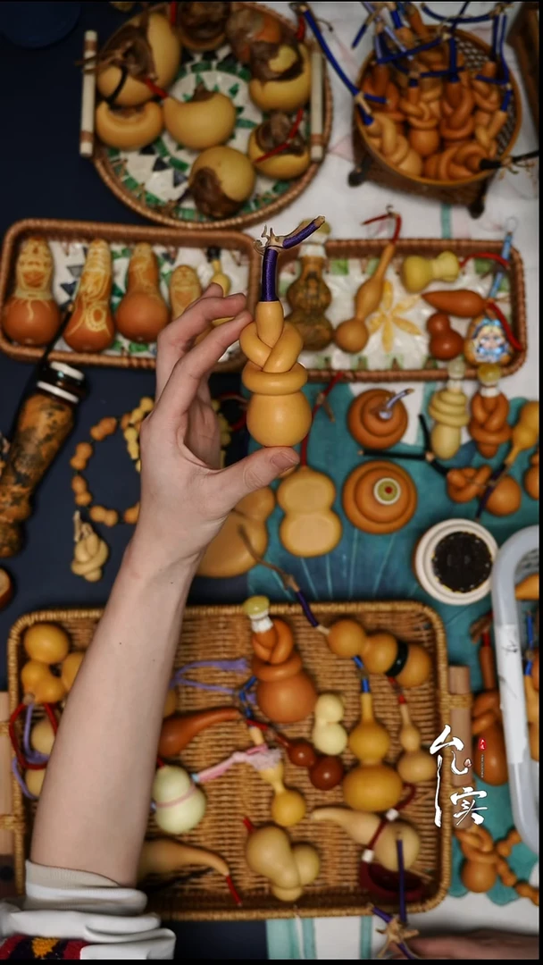 X*文玩葫芦手把件八字扣绾结葫芦