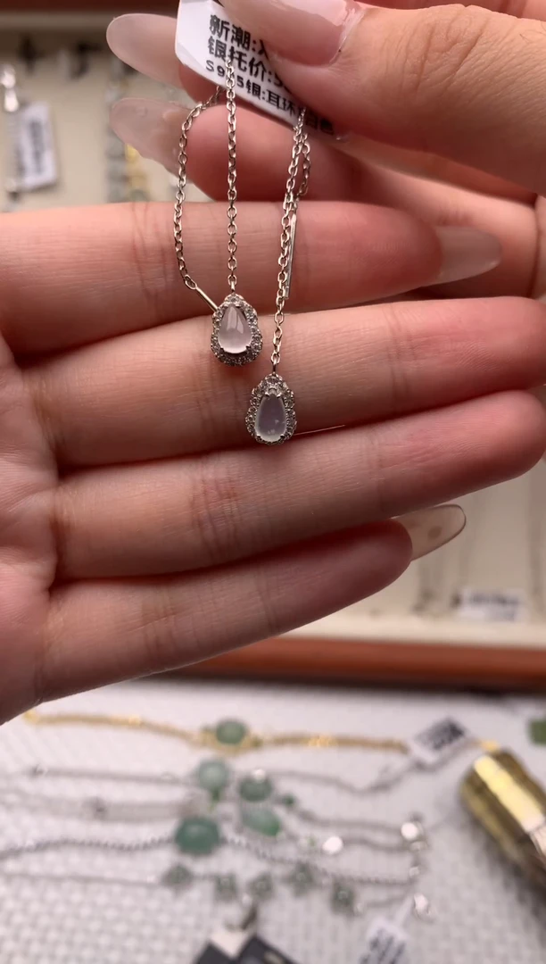 银S925镶嵌戒指翡翠耳饰14