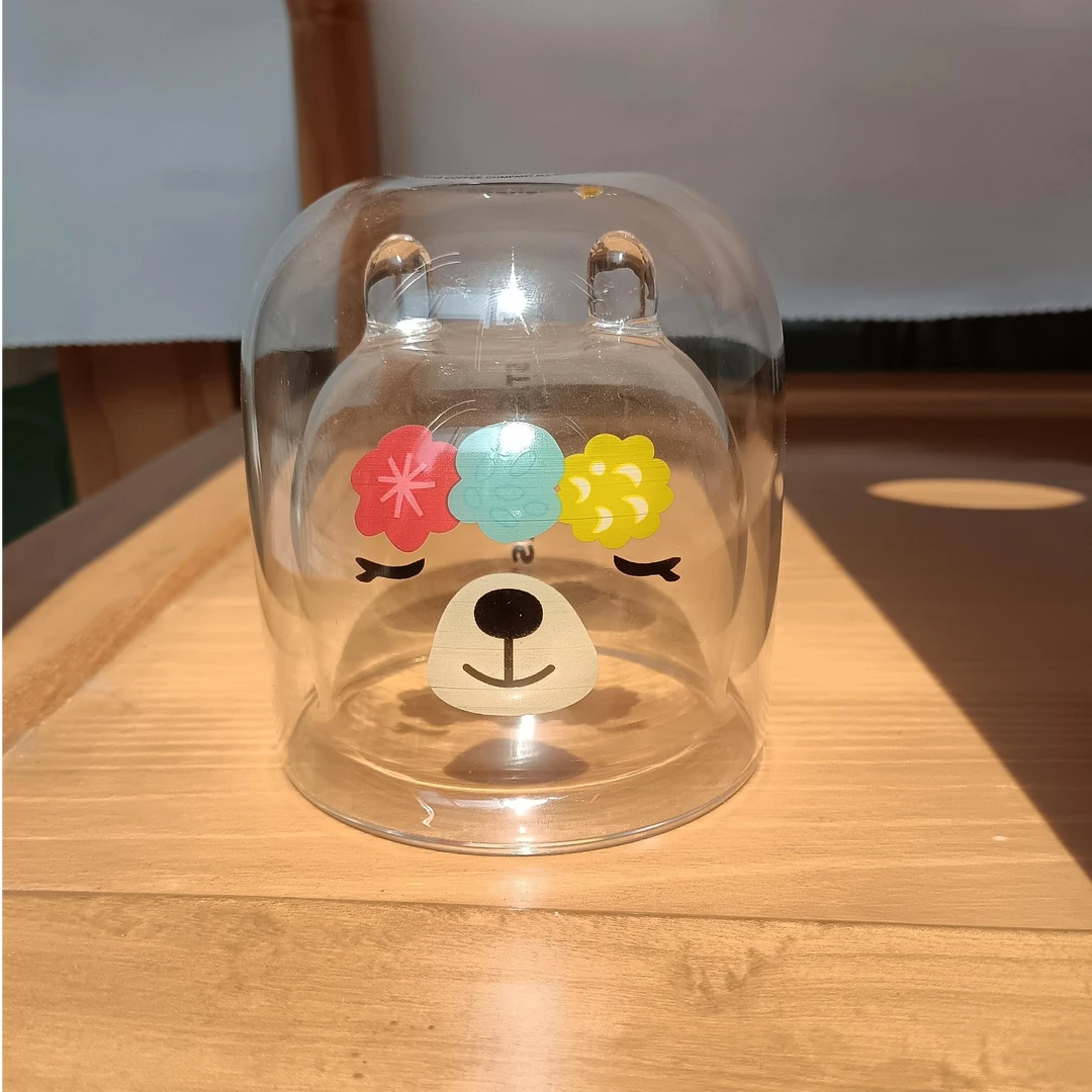明尚德可爱萌宠羊驼双层玻璃杯创意少女心耐热圆形透明网红