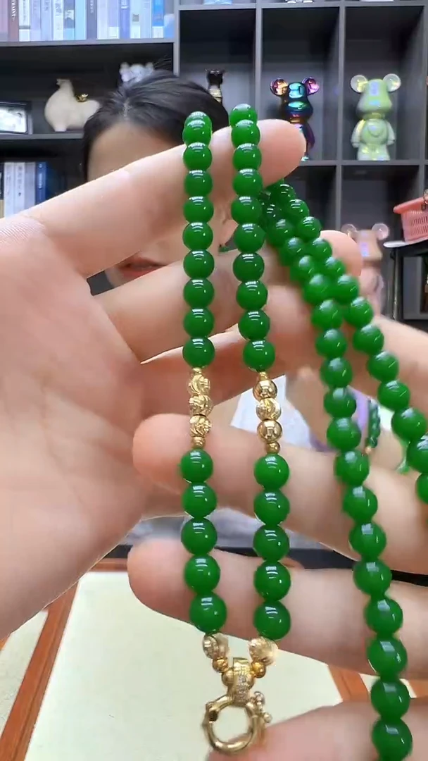 翡翠14K金镶嵌颈饰沉白diy劲饰