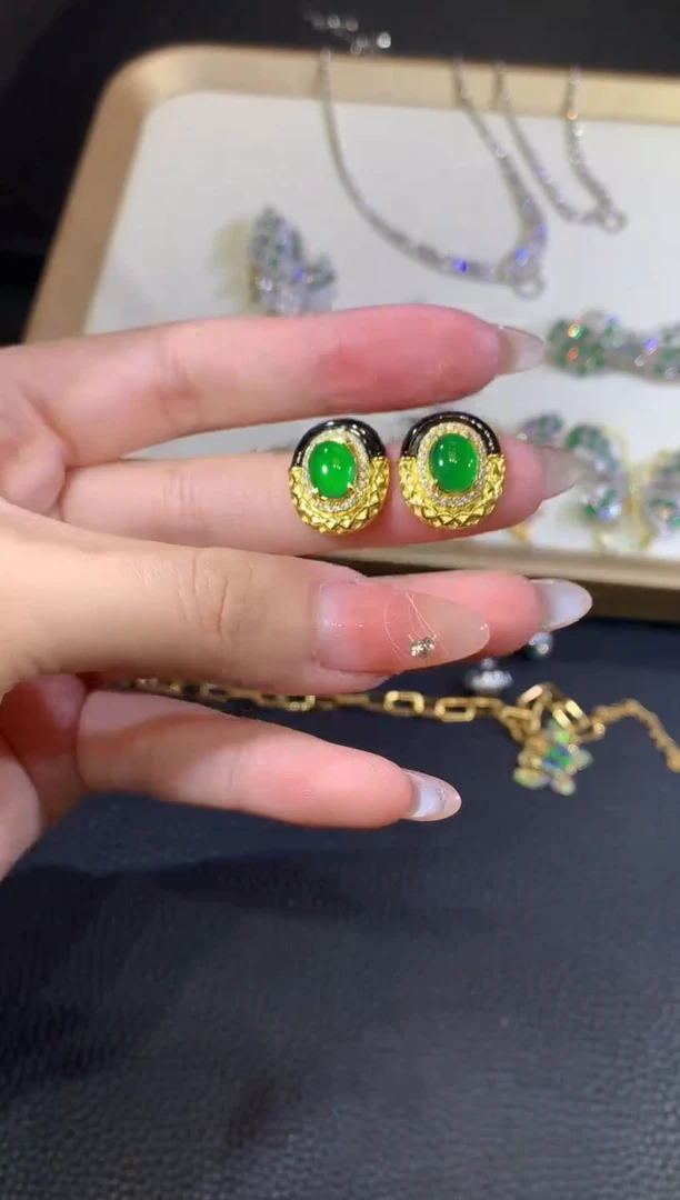 翡翠银S925镶嵌耳饰216耳饰（多样性发货一件