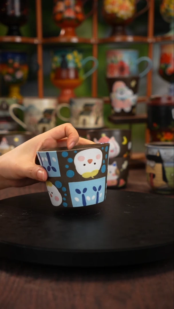 五彩手绘陶瓷紫砂杯