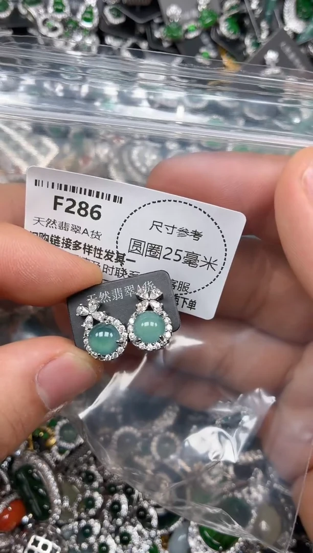 颈饰未镶嵌翡翠F286耳钉
