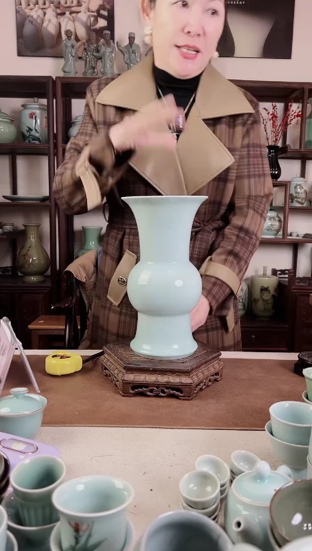 纯手工 粉青 花觚L