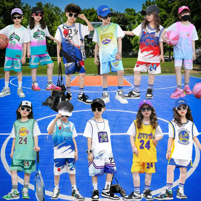 儿童运动套装比赛队服运动会学生表演训练速干衣跑步篮球短袖球衣