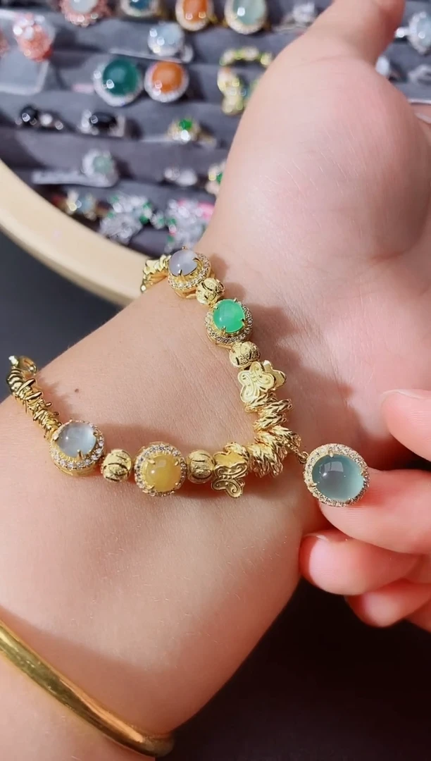 翡翠戒指银S925镶嵌 瑞丽市颜玉珠宝