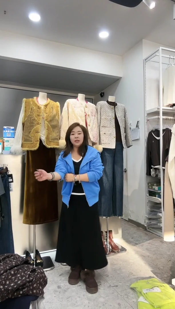 拉链连帽外套蓝色