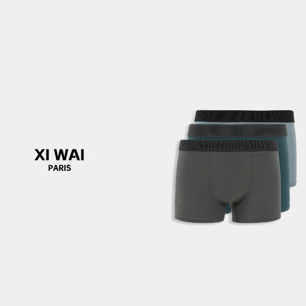 高级男装 四季新品25s杰*亚柔软亲肤棉男士四角平角裤三条装 7065