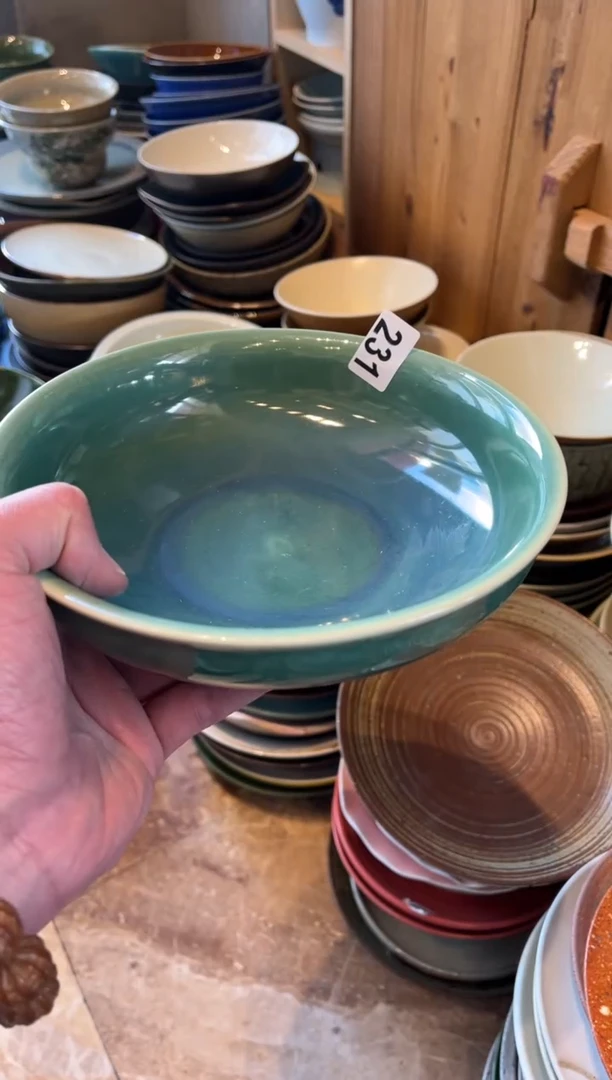 【闪购商品】瓷片231 微瑕翡翠绿深盘1个