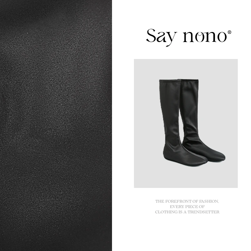 Say nono 圆头时尚百搭极简长筒靴高级舒适时装靴内增高4.5cm