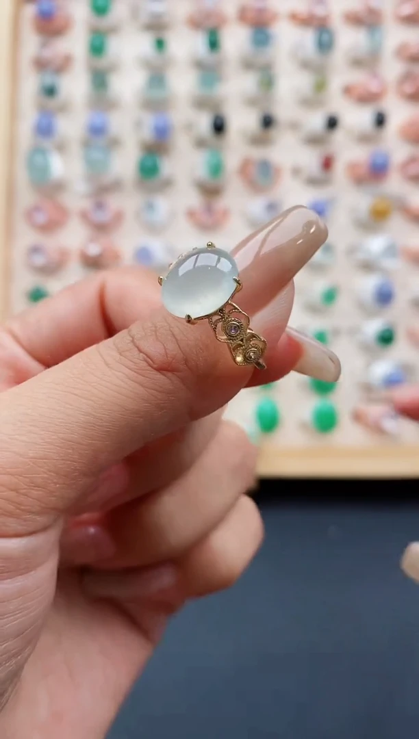 翡翠戒指银S925镶嵌缅甸天然A货翡翠111   2-6