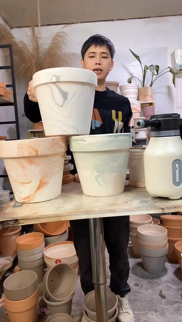 23*21陶盆3色组合 3盆无托