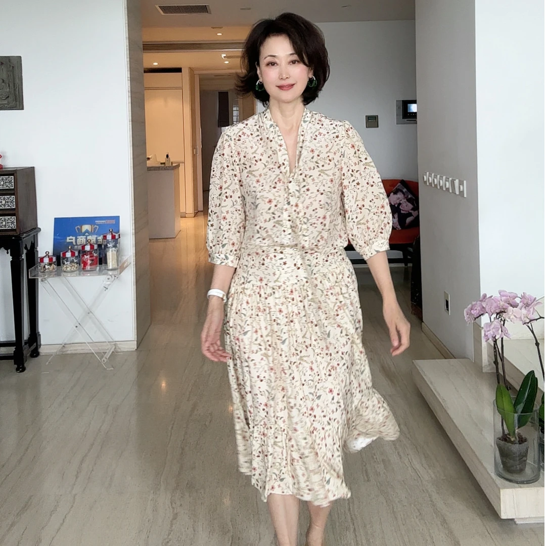 【维姐精选】RL 19姆米双绉桑蚕丝上衣半裙套装